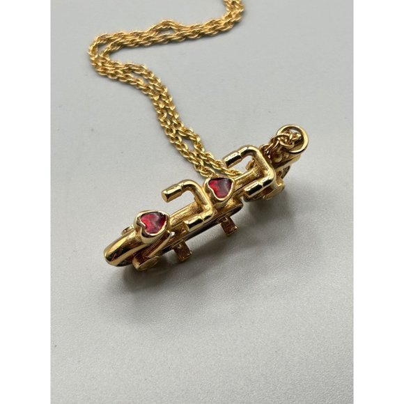 Vintage Swarovski Savvy Bicycle Pendant Necklace Crystals Red Enamel Signed Swan - Picture 9 of 11